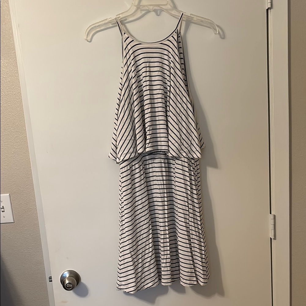 American Eagle, black white Striped Sleeveless Dress M